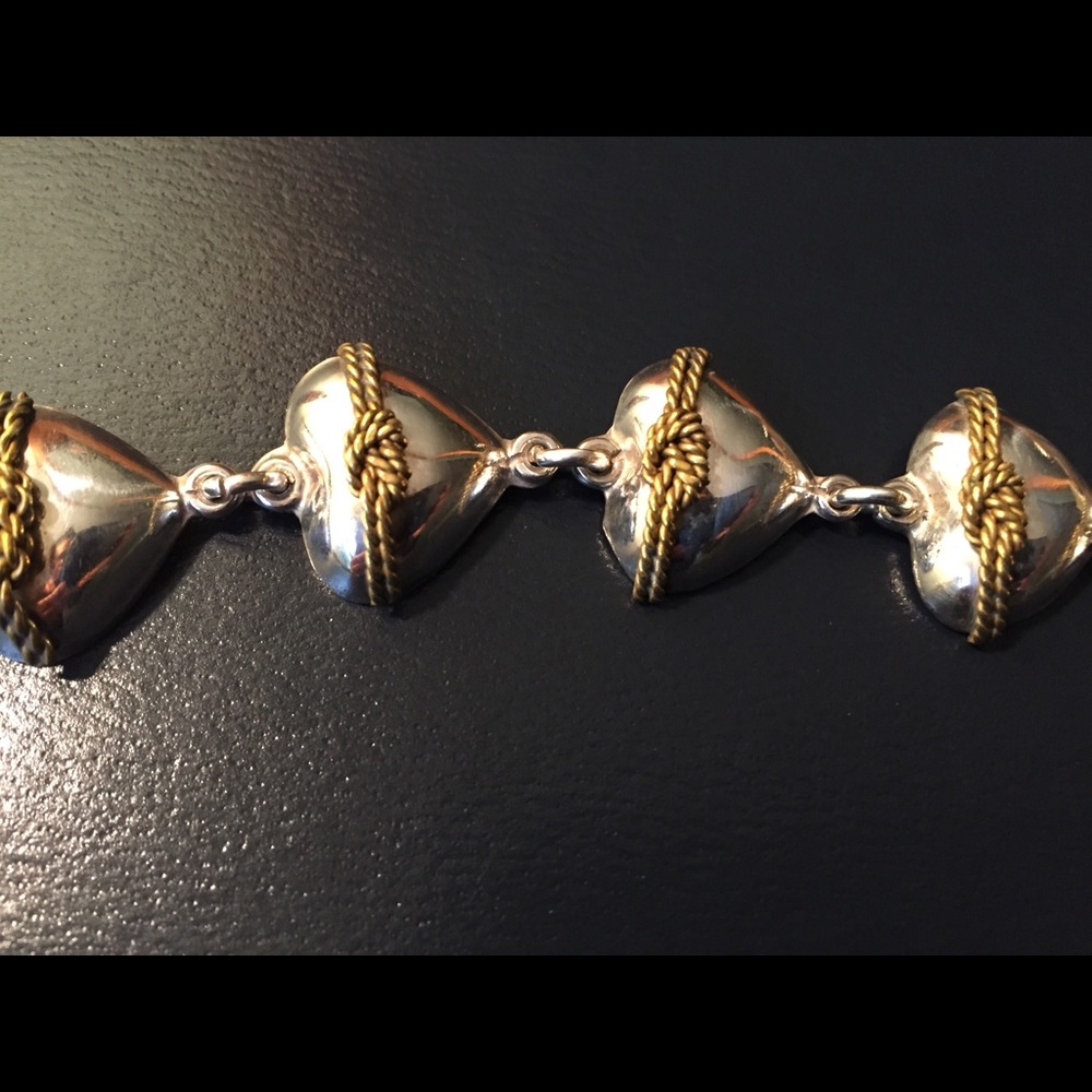 Sterling silver heart bracelet, 925/Mexico marking